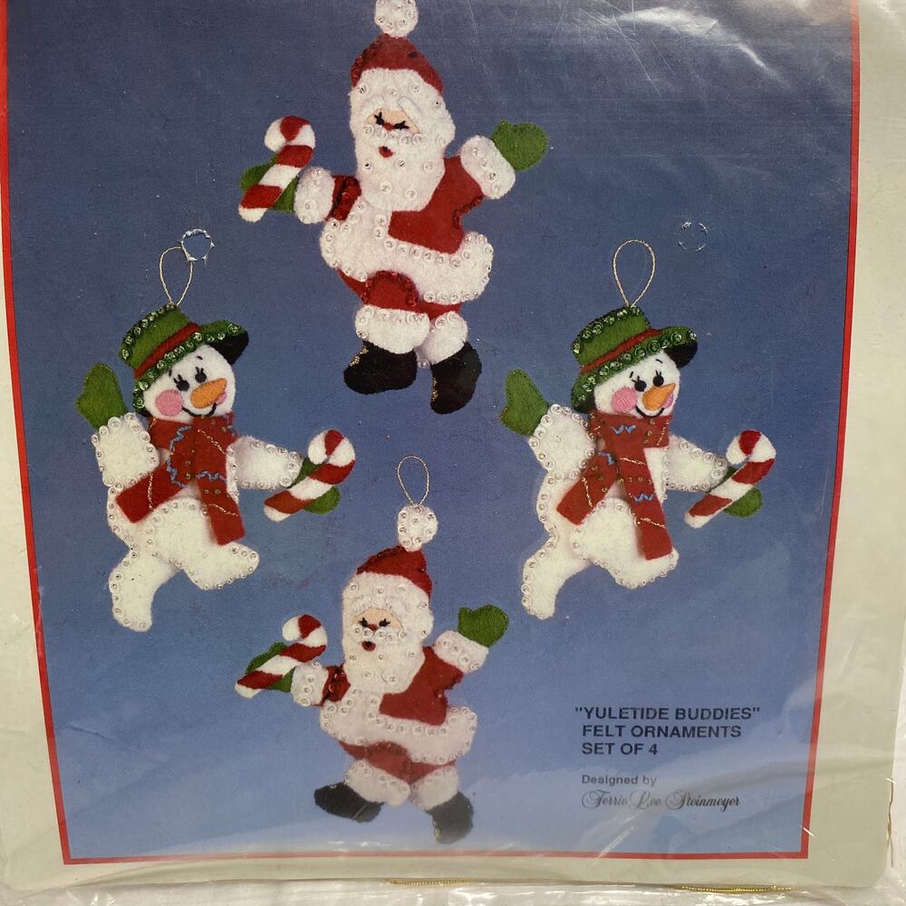 Vintage Bucilla Christmas Yuletide Buddies Felt Ornament Kit